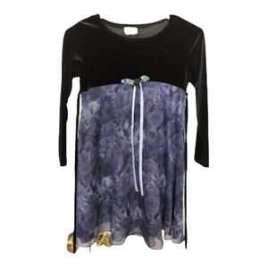 La Princess‎ Black Velvet Party Holiday Girls Dress Size 8 Flawed